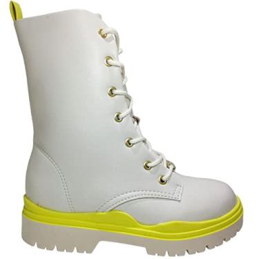 Imagem de Bota Infantil Molekinha Coturno Zíper - Creme e Verde - 30