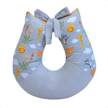 Imagem de Almofada de Amamentação Ergonômica com Capa Removível Lavável Conforto e Suporte (Safari Cinza)