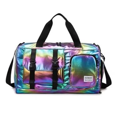 Imagem de Bolsa Mala Feminina Academia Esportiva Viagem Porta Tênis Bolsa de ginástica feminina com compartimento para sapatos e bolso molhado Ótima para academia e pernoite (PRETO)