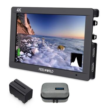 Imagem de FEELWORLD Monitor DSLR FW703 de 7 polegadas na câmera com bateria F750 4400mAh e bolsa 3G SDI 4K HDMI Full HD 1920x1200
