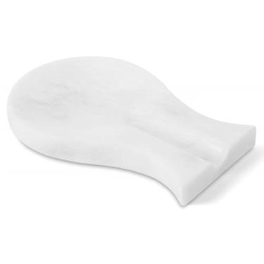 Imagem de Radicaln Descanso de colher de mármore para fogão, suporte de colher branco feito à mão para balcão de cozinha, conchas, pinça, descanso de colher resistente ao calor