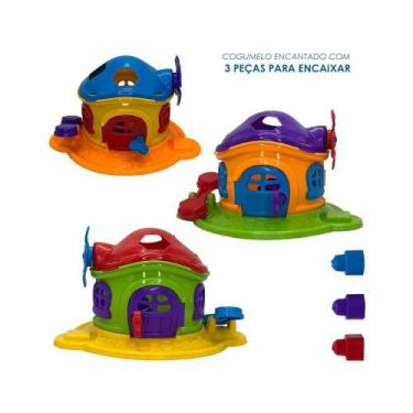 Imagem de Casinha Cogumelo De Brinquedo Infantil E Peças De Encaixar - Jxp Brink