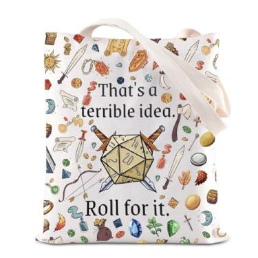 Imagem de ENSIANTH DND Merch Dungeon Master Tote Bag DM Gift RPG Gift D&D Gamer Gift DM Player Shoulder Bag Dice Dragon Lover Gift, Bolsa de enrolar