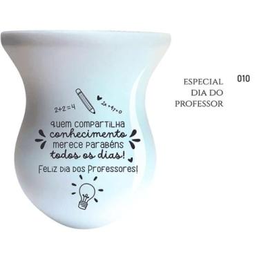 Imagem de Cuia de Madeira Premium Branca Personalizada - Dia dos Professores - M