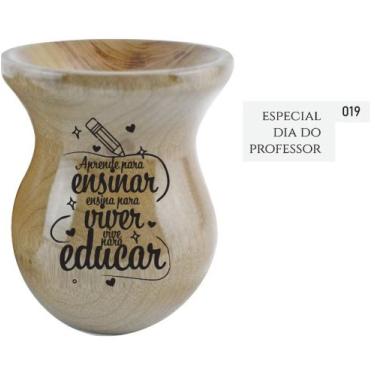 Imagem de Cuia de Madeira Natural Personalizada - Dia dos Professores - Mix Atac