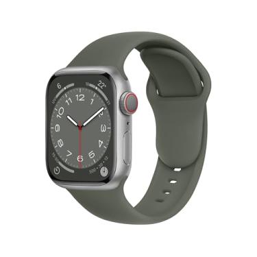 Imagem de ELETTRONEO Pulseira esportiva SBC1 para Apple Watch Ultra 2 de 49 mm, série 10 de 46 mm, 9 8 7 45 mm e 41 mm, SE 6, 5, 4, 44 mm e 40 mm, 3 2 1 42 mm 38 mm iWatch, pulseira de silicone, verde militar