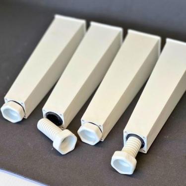 Imagem de Kit 08 Pés Plásticos Pirâmide 17 cm Branco Para Armário M02 Balcão Móv