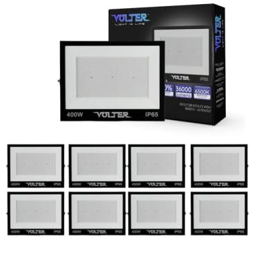 Imagem de VOLTER - Kit 9 Refletor led volter ecônomico IP65 400w 6500k holofote preto 36000lm luz branco frio