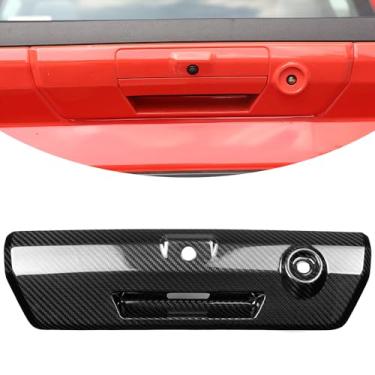 Imagem de Jogon Capa de maçaneta de porta traseira de fibra de carbono seco para Ford F150 Raptor Lariat Platinum King Ranch XLT 2021 2022 2023 2024 Acabamento da maçaneta da porta traseira, moldura da tampa do