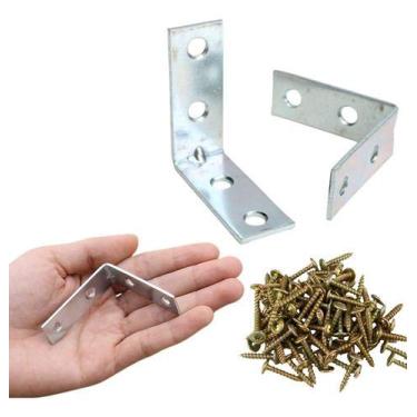 Imagem de Kit 50 Peças Cantoneira L Reforço Moveis 30x30 Parafusos 200 - STORE S