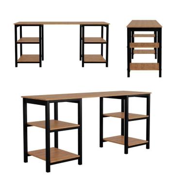 Imagem de Mesa Escrivaninha Home Office Escritório Metal Canela Rustic