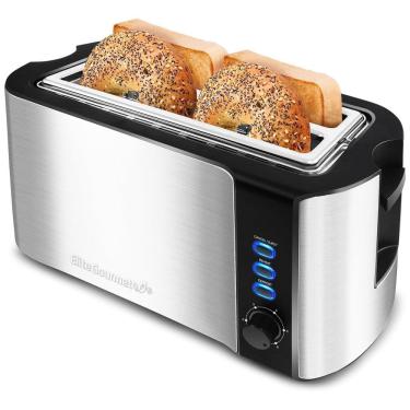 Imagem de Torradeira de 4 Fatias com 6 Níveis de Tostagem, 1300W, 110v, ELITE GOURMET ECT 3100, Prateado