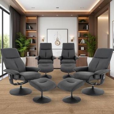 Imagem de Kit 4 Poltronas de Massagem Arizona Giratória com Apoio de Pés e Recli