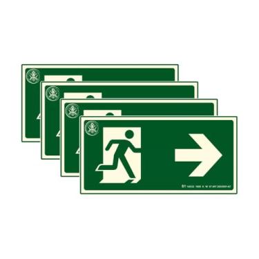 Imagem de Combo Placas Fotoluminescentes de Rota de Fuga - Sinalização de Emergência com 4 Placas (Frente, Direita e Esquerda) (Saída à Direita)
