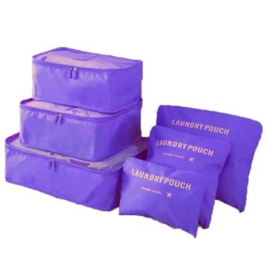 Imagem de Kit Organizador de Mala de Viagem Prático 6 Peças Necessaires para Roupas, Maquiagens,cuecas calcinhas e meias Bagagen-Lene (Roxo)