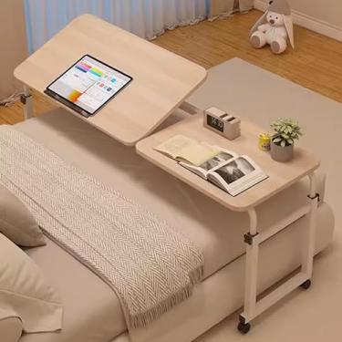 Imagem de Mesa de cama, mesa de cama ajustável com rodas, mesa sobre cama, mesa com rodinhas para cama, laptop inclinável ajustável, para casa, quarto, escritório, hospital