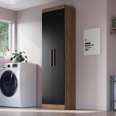 Imagem de Armário Multiuso de Lavanderia 2 Portas Multimóveis Cr35264 Castanho/preto