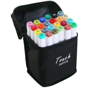 Imagem de Caneta 24 Cores Marcador para Desenho e Colorir Profissional, Pontas Duplas, Codificados por Cores, Marcadores Artísticos de Arte para Estudantes, Adultos e Artistas