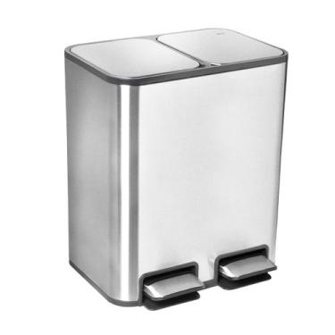 Imagem de Lixeira Dupla com Pedal Piso Docol Flat 20L (10+10L) Aço Inox Balde Re