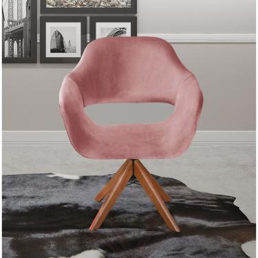 Imagem de Poltrona Decorativa Zara Pé Giratório de Madeira Sala Recepção