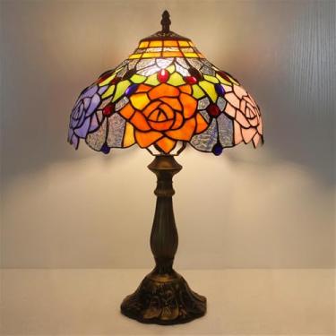 Imagem de Lâmpada de mesa vintage americana LED Luxo Criatividade Sala de estar Estudo Quarto Lâmpada de cabeceira Villa Hotel Cor Vidro Mesa Luz (Estilo 16)