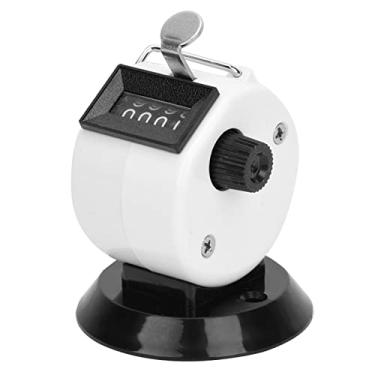 Imagem de Contador de Contagem Manual de Berm, Concha de Plástico ABS, 4 Dígitos, Com Base de Gancho, para Várias Estatísticas de Dados (Branco)