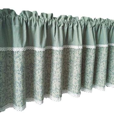 Imagem de LUOFDCLDDD Cortina curta de cozinha média cortês, cortinas de café, cortina de janela curta de casa de banho/American Rural decorative/porta de armário/lareira cortina, 1 por cento / W270 * H150 cm