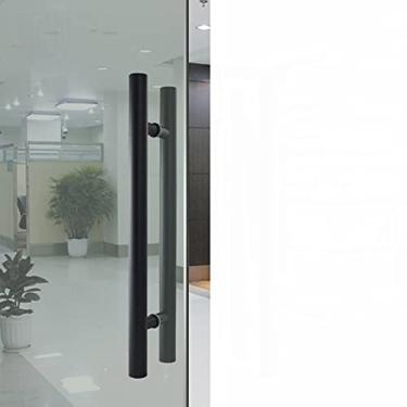 Imagem de Maçaneta de porta de vidro, tubo redondo de aço inoxidável preto mate, porta de madeira com moldura/maçaneta da porta sem moldura, puxadores de porta de vidro de chuveiro de empurrar e puxar/1200 mm