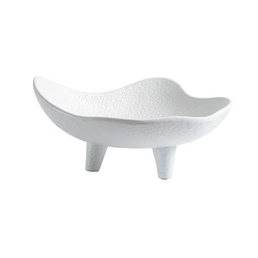 Imagem de cesta de frutas Simples casa cerâmica grande placa de frutas ornamento decorativo criativo fungo placa de frutas ornamento branco preto três pés placa de frutas decoração de cozinha(Branco)