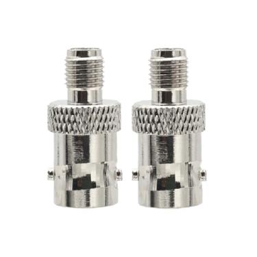 Imagem de YiNiTone 2 peças SMA fêmea para conector BNC fêmea de baixa perda para Baofeng UV-5R BF-888S Quansheng UV-K6 UV-5RPlus Adaptador de conversão de rádio amador Walkie Talkie RF SMA-F Adaptador de antena