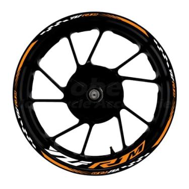 Imagem de Awonderful Kit de listras refletivas para motocicleta, adesivos de aro de roda de vinil compatíveis com Yamaha YZF1000 R1M 2020-2024 (laranja)