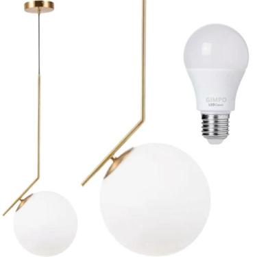 Imagem de Luminária Pendente Jabuticaba 45cm Angular Globo Vidro 15cm Teto Gimpo