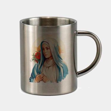 Imagem de Caneca de Inox Premium Prateada 400ml Santo Nossa Senhora de Fatima Ig