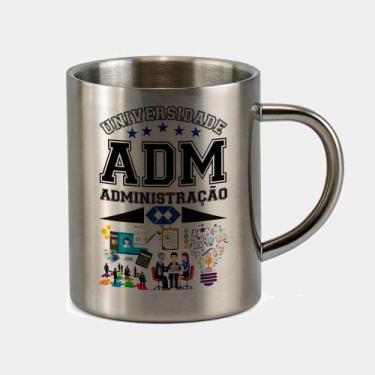Imagem de Caneca de Inox Premium Prateada 400ml Universidade Adm Administracao -