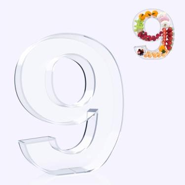 Imagem de RUFHVTY Caixa de tabuleiro de charcutaria com número de acrílico de 28 cm, bandeja de servir reutilizável para bolo e doces, para decoração de festa de aniversário de aniversário (9)