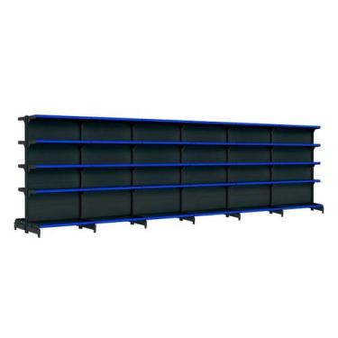 Imagem de Kit 6 gôndolas new premium 2,02m preta centro 80/60 - AMAPÁ