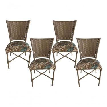 Imagem de 4 Cadeiras Vivara Mesa Jantar Estofada Cozinha Fibra Sintética Areia