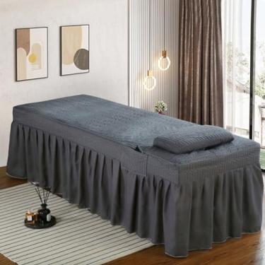 Imagem de Salão de Beleza Massagem Lençol de Cama Saia de Cama Cor Sólida Capa de Cama Espessada Amigável à Pele Confortável Colcha com Bolsos Laterais Massagem Fumigação Spa Roupa de Cama Lençóis Cinza||60