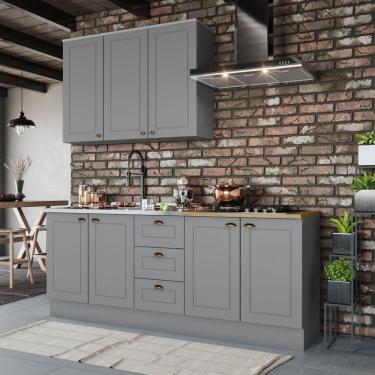 Imagem de Cozinha Compacta 3 Peças Com Tampo Para Cooktop Emily Cinza/nature