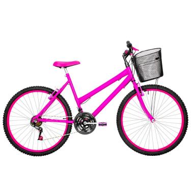 Imagem de Bicicleta Feminina Aro 26 Mtb Alumínio Colorido 18 Marchas Cor Pink