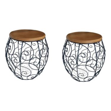 Imagem de Banco Barril Com Detalhe Em Arabesco Rococó Em Madeira De Demolição E Ferro