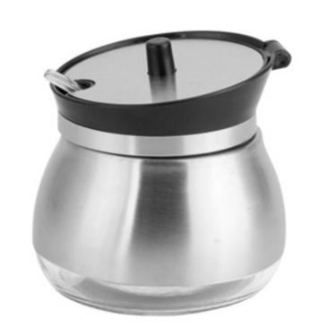 Imagem de Açucareiro De Inox E Vidro Com Colher 9x9cm
