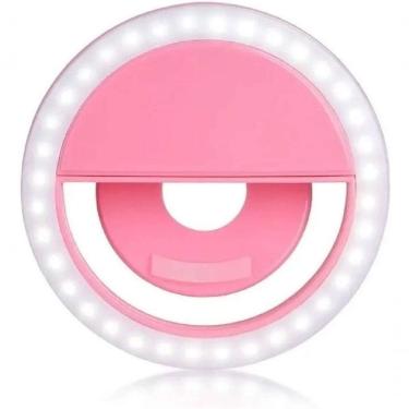Imagem de Luz De Selfie P/Celular Formato Ring Light Recarregável Rosa
