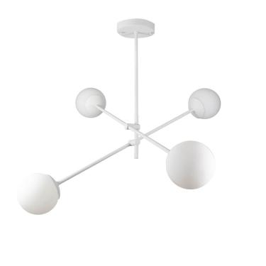 Imagem de Lustre Lirio Com 4 Globos Esfera De Vidro Branco - Branco