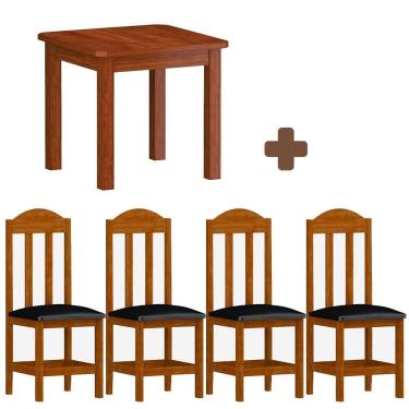 Imagem de Mesa Com 4 Cadeiras Estofadas Madeira Maciça 88 X 88 Mel Safira Nemargi