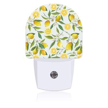 Imagem de Uiaoiais Luz Noturna Floral Com Aquarela E Limão, Sensor De Anoitecer Amanhecer, Para Decoração Quarto Crianças, Meninas, Meninos, Mulheres Homens, Corredor, Cozinha, Banheiro, Berçário Escadas
