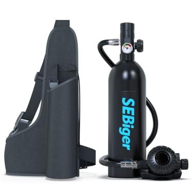 Imagem de SEBiger Mini Tanque De Mergulho S400Plus 1,0L Portátil Para Reutilizável, Garrafa Ar Com Kit E Cilindro Oxigênio Exploração Subaquática Resgate, A-Bk