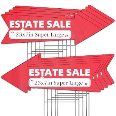 Imagem de WHWHW Pacote Com 10 Placas Grandes De Quintal Seta Vermelha Para Venda Imóveis E Estacas - 23 X 7,2 Pol., Dupla Face, Sinalização Real, Direção À Prova Intempéries
