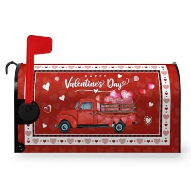 Imagem de Dacawin Capa Para Caixa De Correio Feliz Dia Dos Namorados, Caminhão Vermelho E Coração Com Faixa Magnética, Tamanho Padrão 21" X 18" Decoração Externa