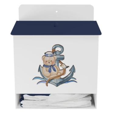 Imagem de Porta Fralda Kit Higiene MDF Quarto Infantil Urso Marinheiro - Neném n